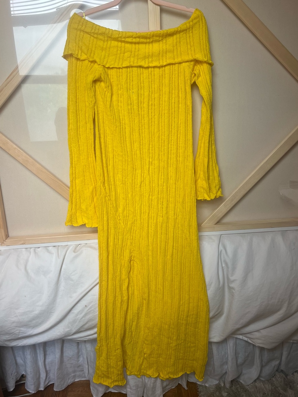 Free People Bright Yellow Off-Shoulder Maxi Dress